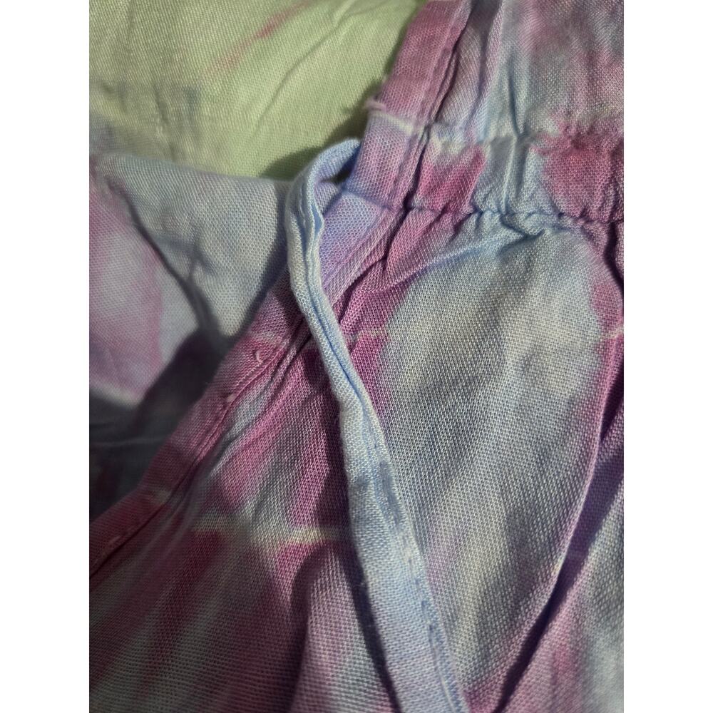 Pastel Tie Dye Maxi Swim Coverup Dress Blue Open Front Plunge Thigh Patio Small - Picture 6 of 14